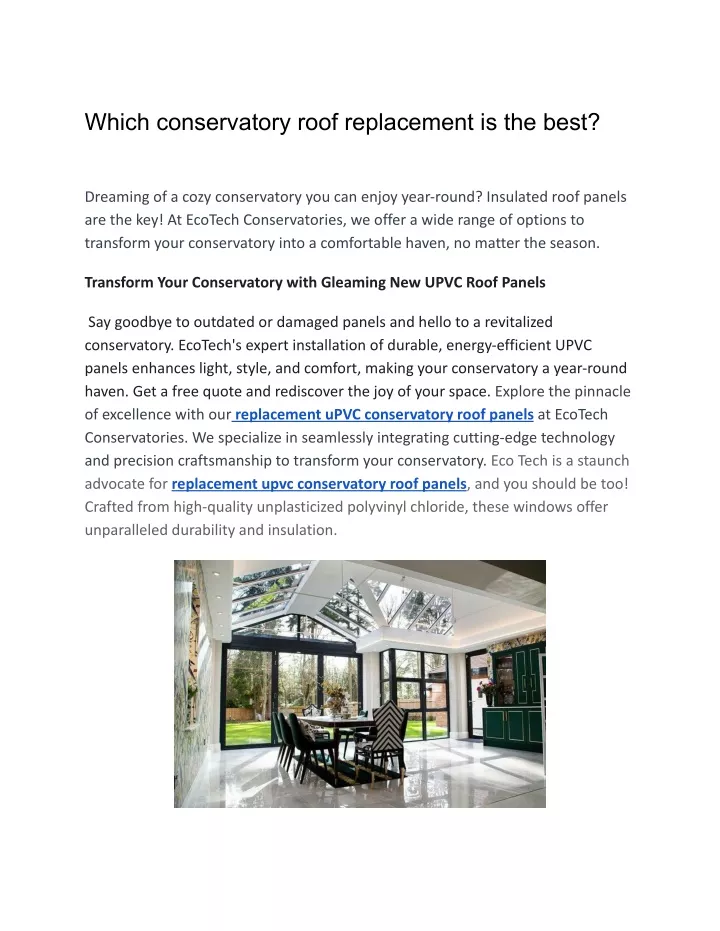 which conservatory roof replacement is the best