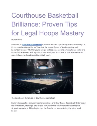Courthouse Basketball Brilliance_ Proven Tips for Legal Hoops Mastery