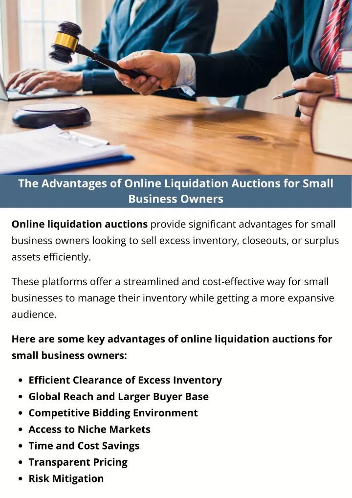 the advantages of online liquidation auctions