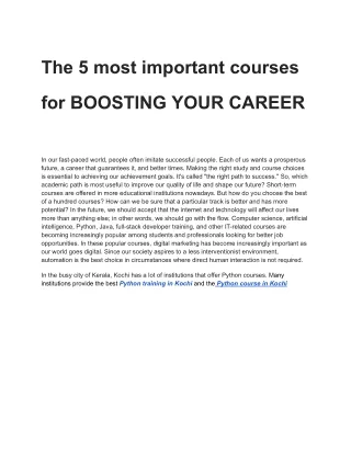 Find out which are the top 5 courses to take to further your profession.