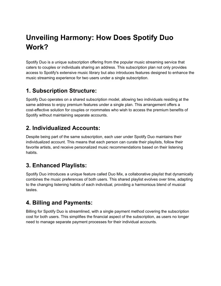 PPT - Unveiling Harmony: How Does Spotify Duo Work? PowerPoint 