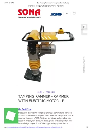Best Tamping Rammer with electric engine in India