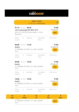 jaipur to agra bus tickets