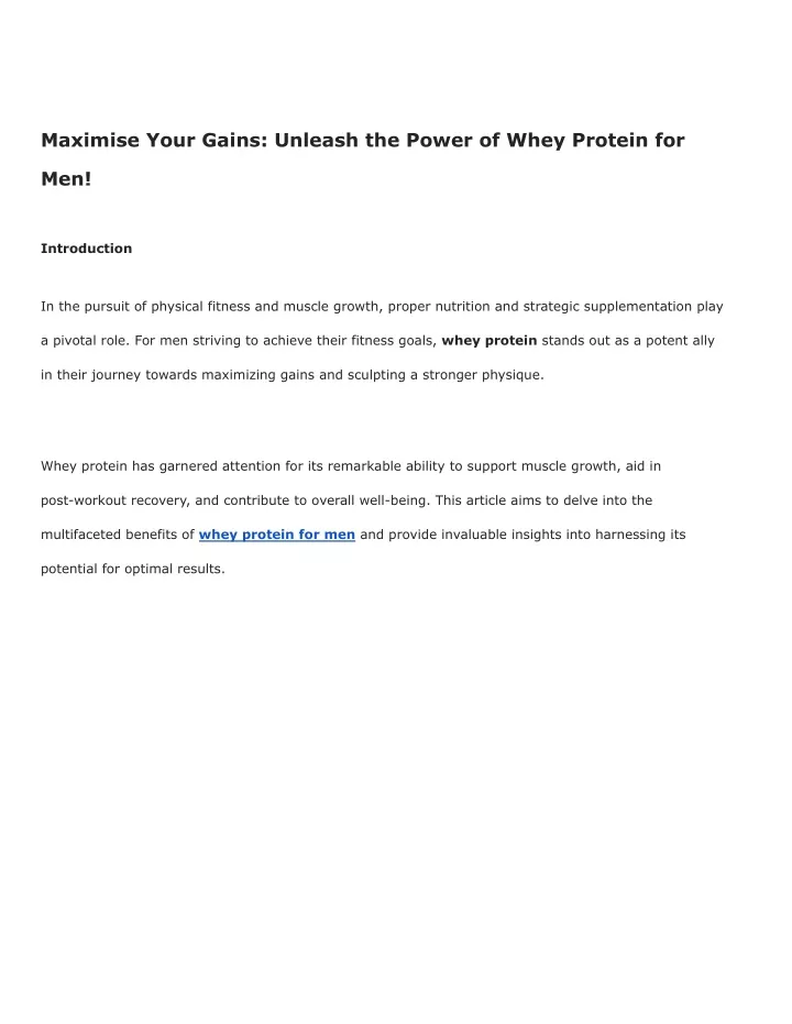 maximise your gains unleash the power of whey