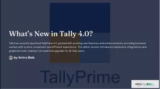 What's New in Tally 4.0 ?