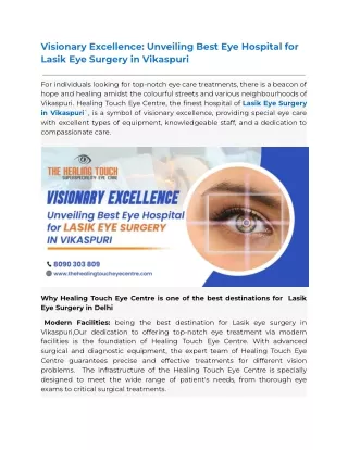 Lasik Eye Surgery in Vikaspuri