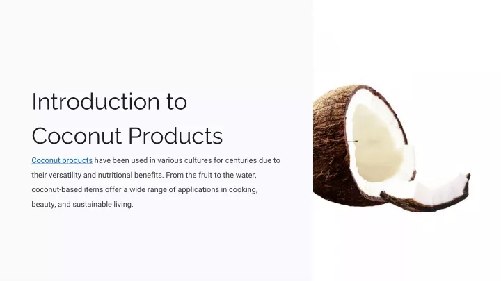 introduction to coconut products