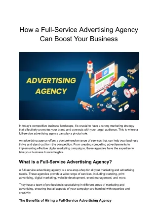 How a Full-Service Advertising Agency Can Boost Your Business