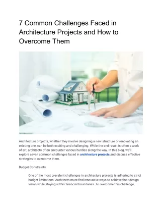 7 Common Challenges Faced in Architecture Projects and How to Overcome Them