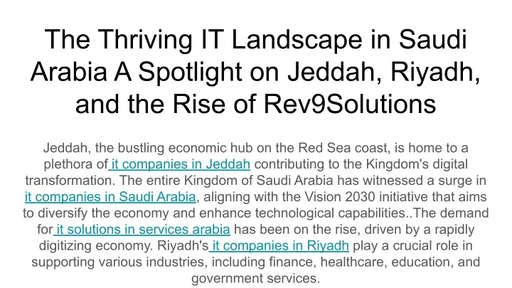 the thriving it landscape in saudi arabia