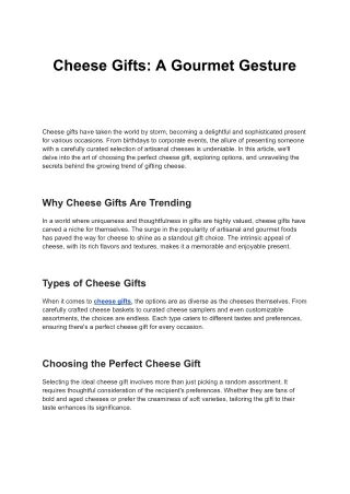 Cheese Gifts: A Gourmet Gesture - The Ultimate Guide for Gifting Fine Cheese