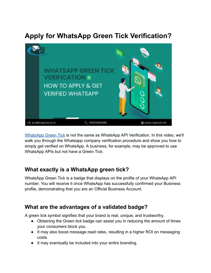apply for whatsapp green tick verification