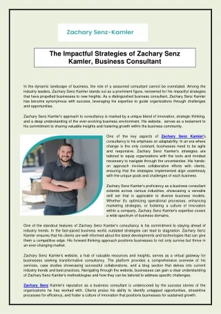 The Impactful Strategies of Zachary Senz Kamler, Business Consultant