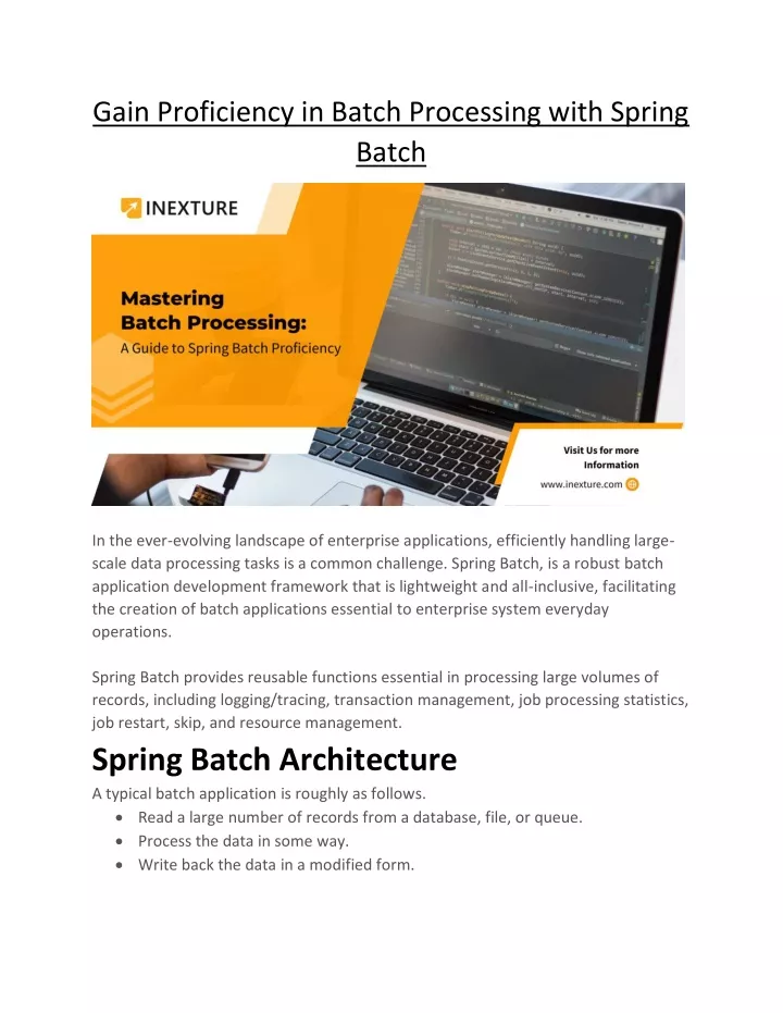 gain proficiency in batch processing with spring