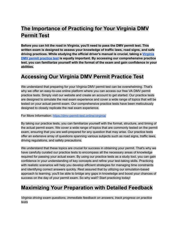 the importance of practicing for your virginia