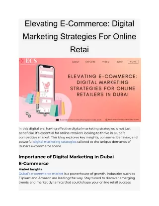 Elevating E-Commerce: Digital Marketing Strategies.