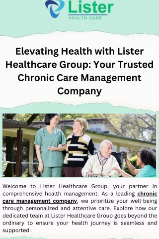 Elevating Health with Lister Healthcare Group Your Trusted Chronic Care Management Company