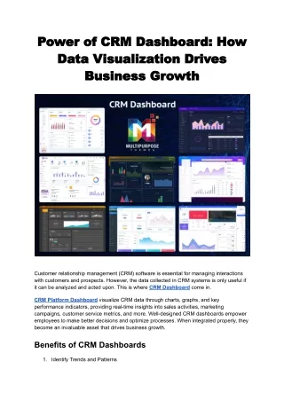 Power of CRM Dashboard_ How Data Visualization Drives Business Growth