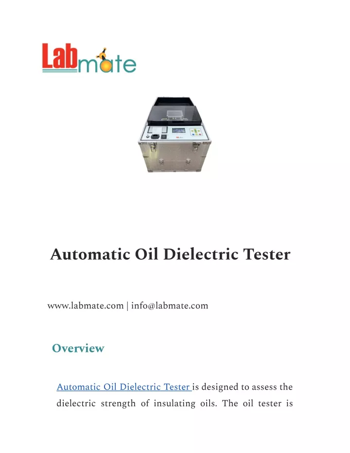automatic oil dielectric tester