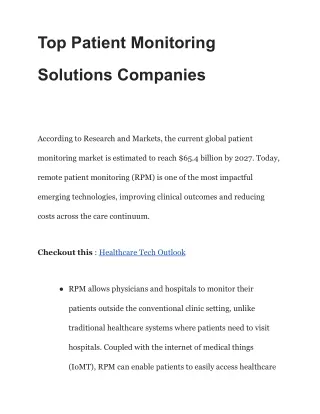 top patient monitoring