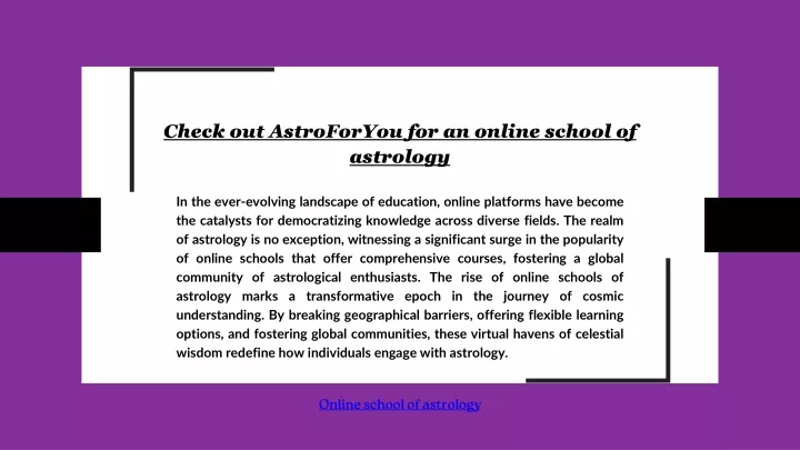 check out astroforyou for an online school