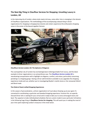 The Future of Chauffeur Services: Transforming the Shopping Experience