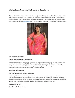Label by Saloni: Unraveling the Elegance of Crepe Sarees