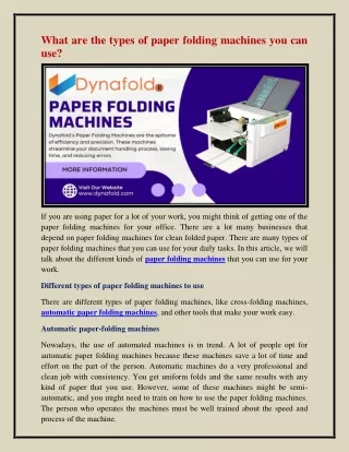 paper folding machines