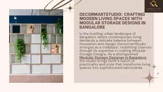 DecormartStudio Crafting Modern Living Spaces with Modular Storage Designs in Bangalore