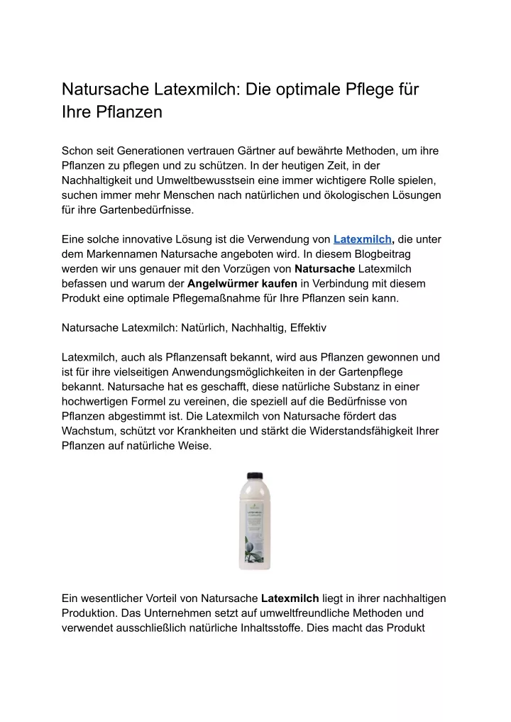 natursache latexmilch die optimale pflege