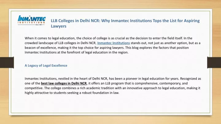 llb colleges in delhi ncr why inmantec