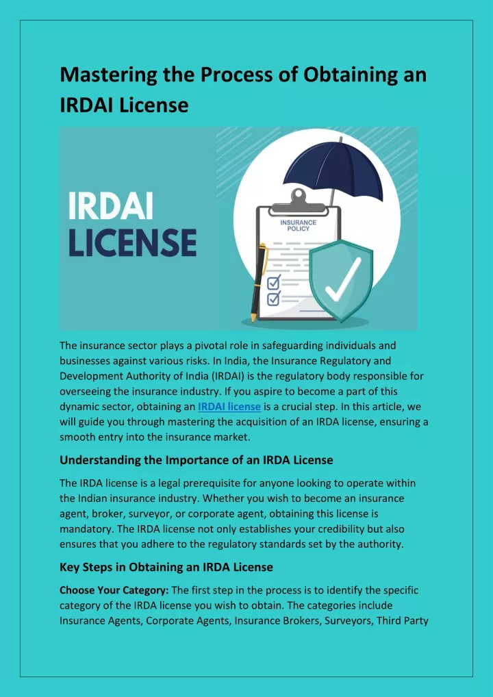 mastering the process of obtaining an irdai