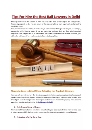 Tips For Hire the Best Bail Lawyers in Delhi