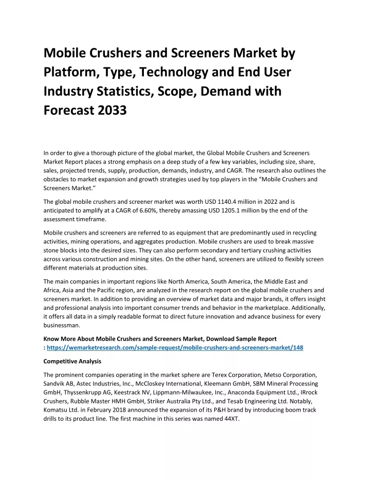 mobile crushers and screeners market by platform