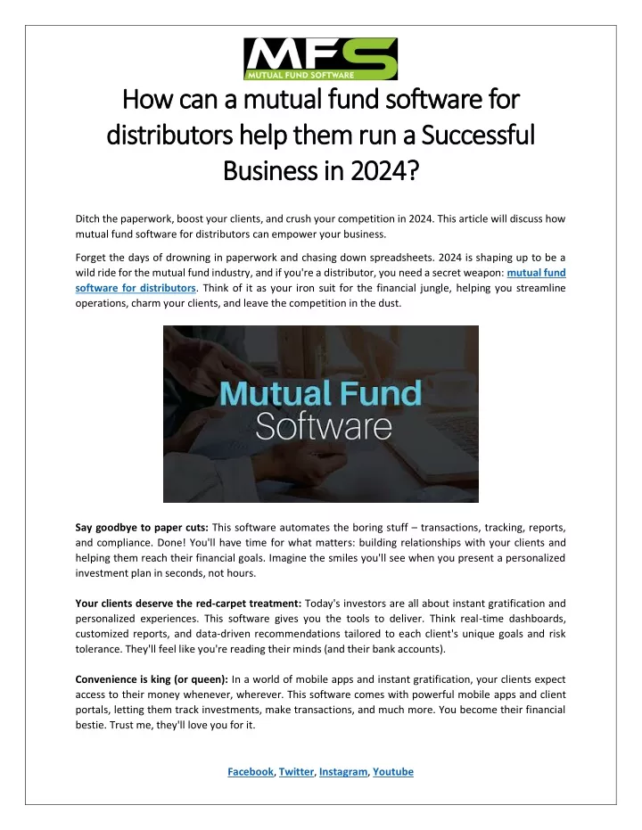 how can a mutual fund software
