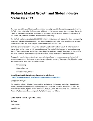 biofuels market growth and global industry status