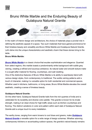 Bruno White Marble and the Enduring Beauty of Gulabpura Natural Granite