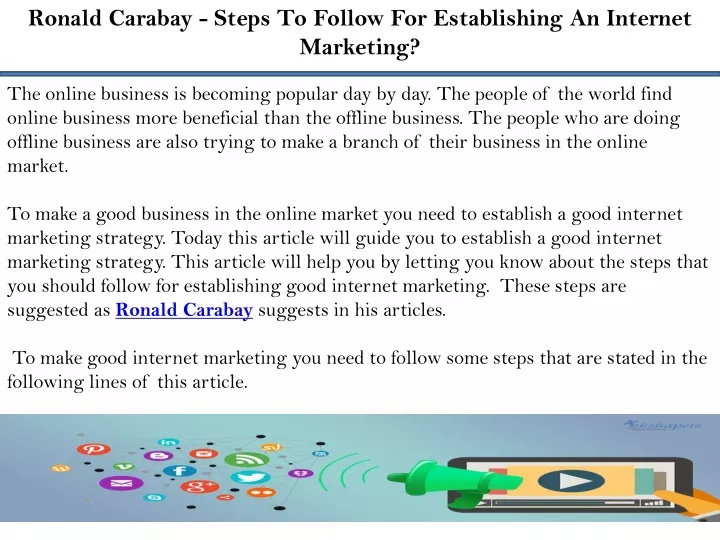 ronald carabay steps to follow for establishing