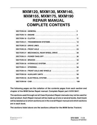 CASE IH MXM155 Tractor Service Repair Manual