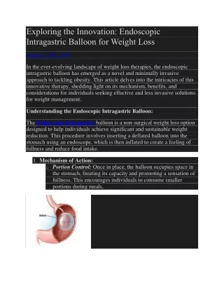 exploring the innovation endoscopic intragastric