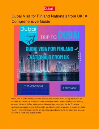 Dubai Visa for Finland Nationals from UK: A Comprehensive Guide