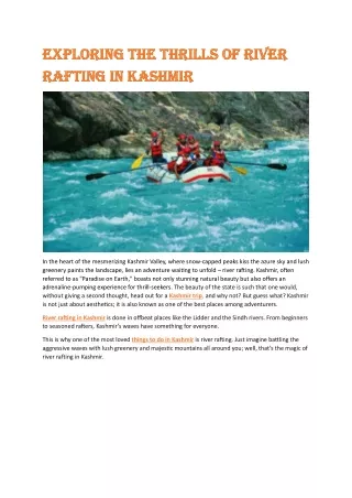 Exploring the Thrills of River Rafting in Kashmir