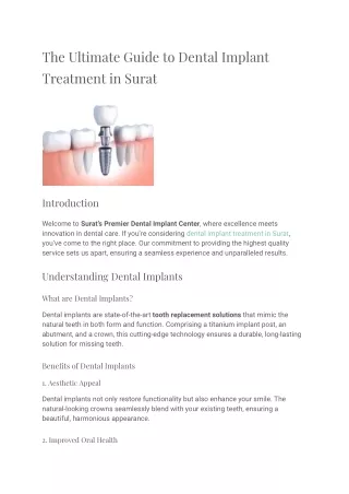 The Ultimate Guide to Dental Implant Treatment in Surat