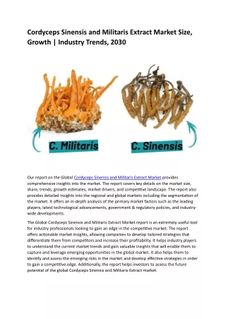 cordyceps sinensis and militaris extract market