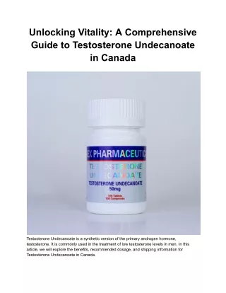 Guide to Buy Testosterone in Canada