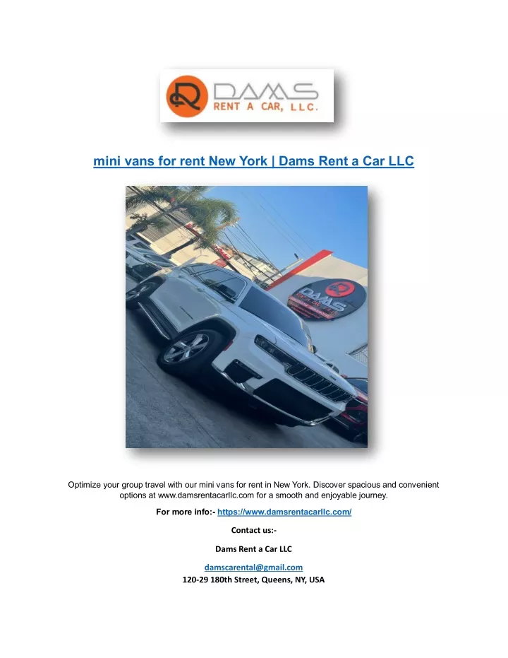 mini vans for rent new york dams rent a car llc