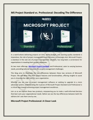 MS Project Standard vs. Professional