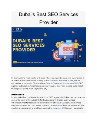 Dubai's Best SEO Services Provider