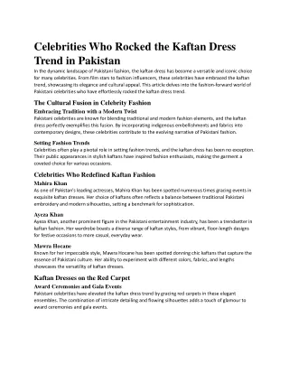 Celebrities Who Rocked the Kaftan Dress Trend in Pakistan