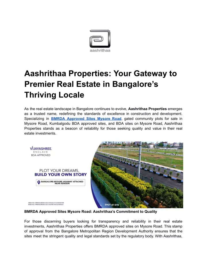 aashrithaa properties your gateway to premier